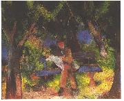 August Macke, Reading man in park